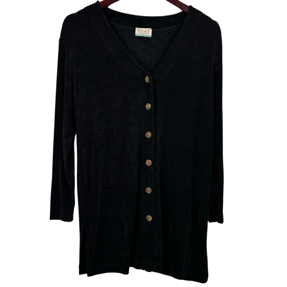 VTG Braemar Petites Jeremy Scott Black Lightweight Button Down V Neck Cardigan M